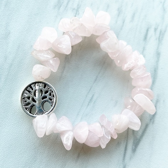 Genuine rose quartz chips gemstones boho bracelet - Picture 5 of 8